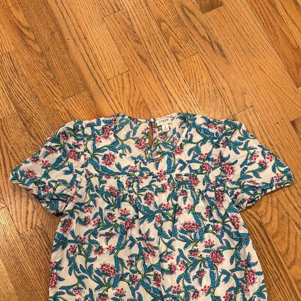 J. Crew Floral Print Blouse in Blue and Pink - Picture 3 of 10